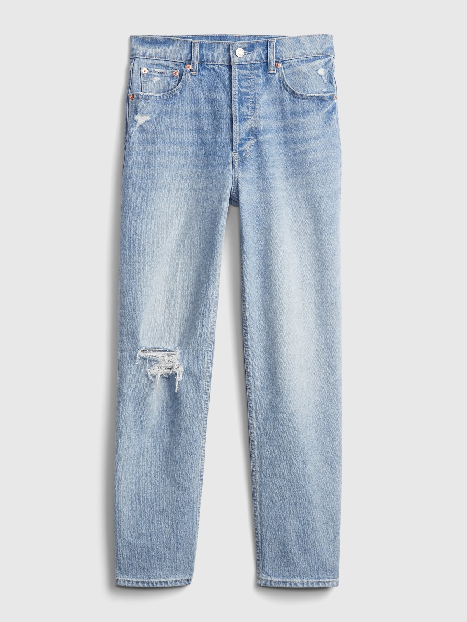 High Rise Cheeky Straight Jeans with Washwell Light Indigo