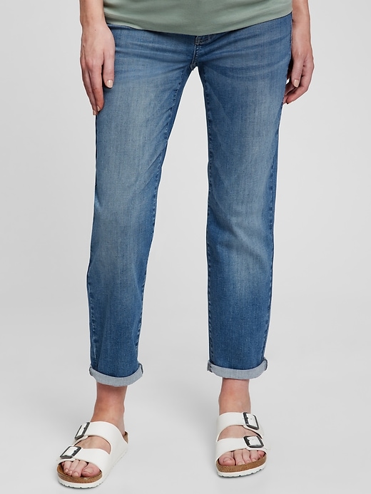 Image number 4 showing, Maternity Inset Panel Girlfriend Jeans