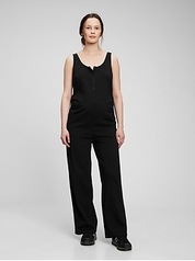 Maternity Knit Button-Front Jumpsuit