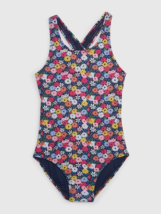 Image number 1 showing, Kids Recycled Graphic Swim One-Piece