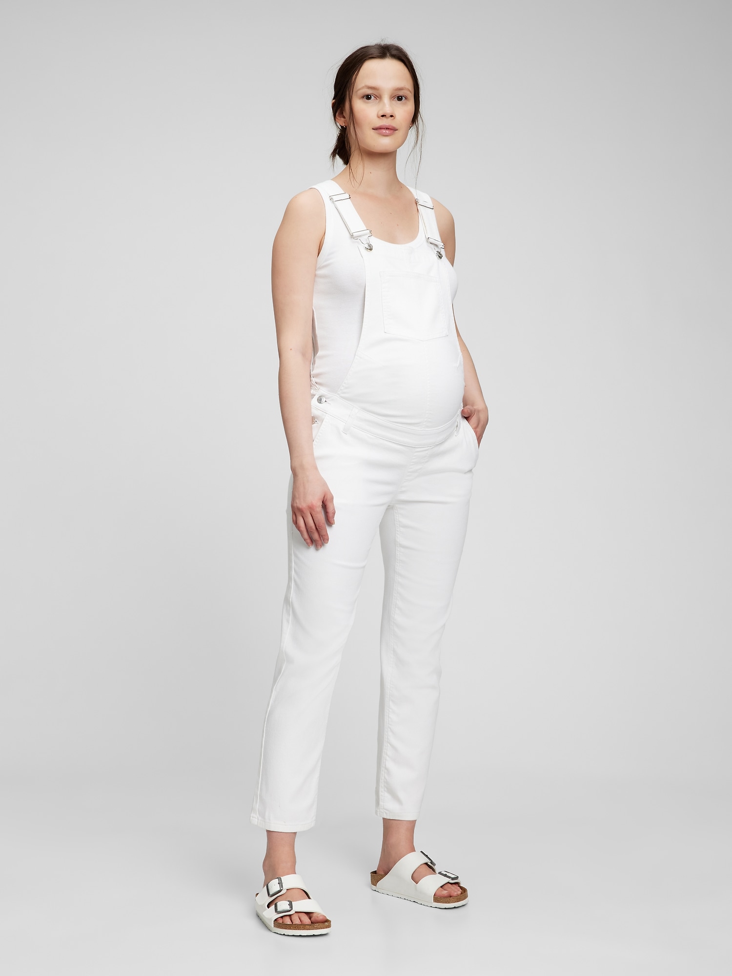 Gap Maternity Denim Overalls With Washwell In White