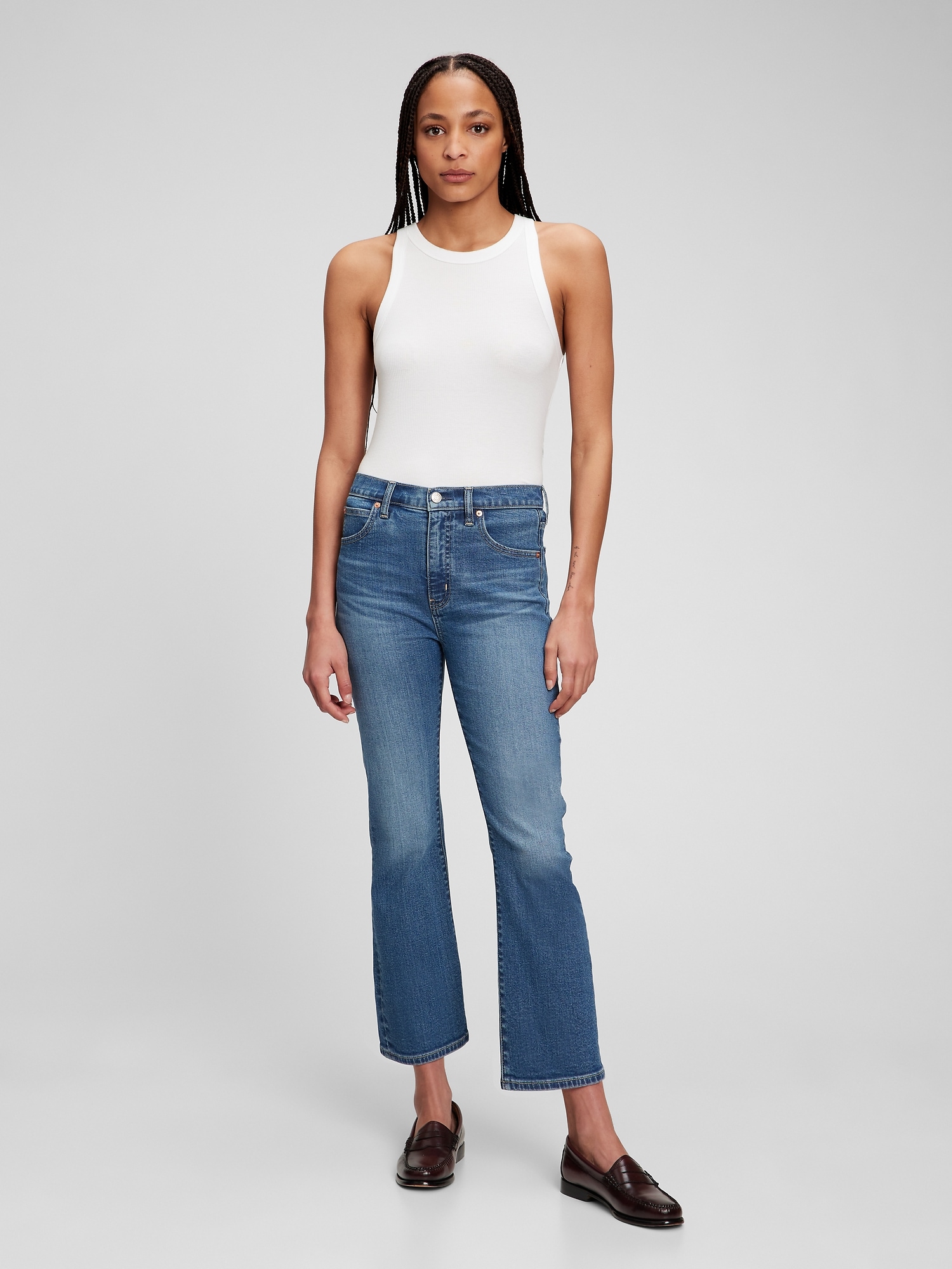 Gap High Rise Kick Fit Jeans With Washwell In Medium Wash
