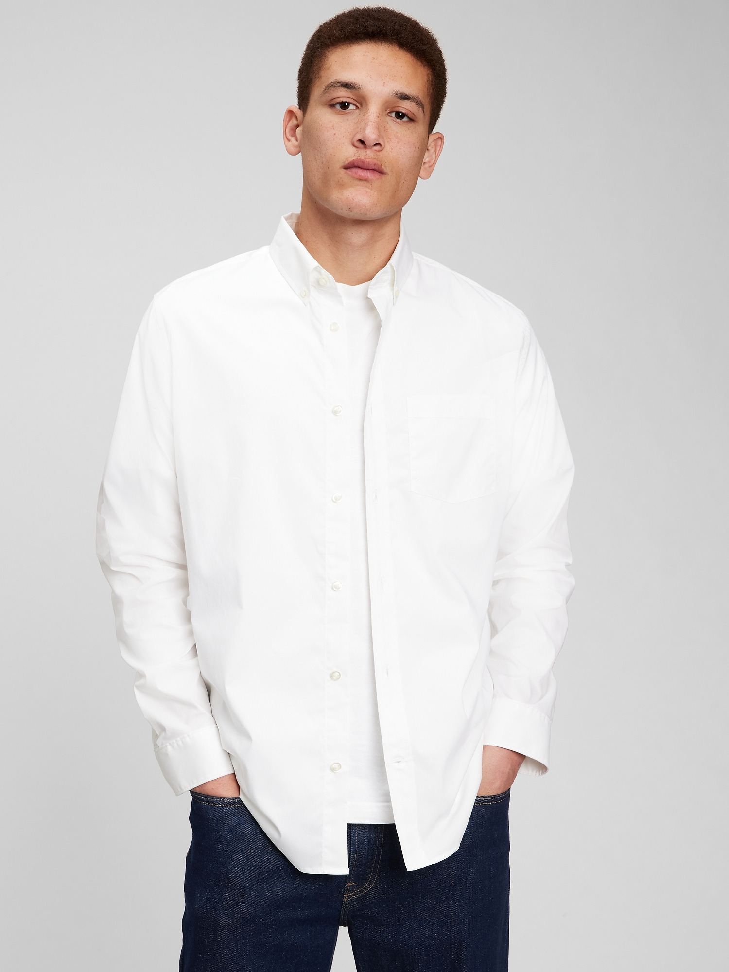 Gap All-day Poplin Shirt In Standard Fit In White