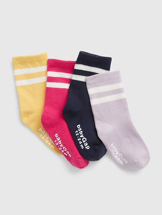 View large product image 1 of 1. Toddler Striped Crew Socks (4-Pack)