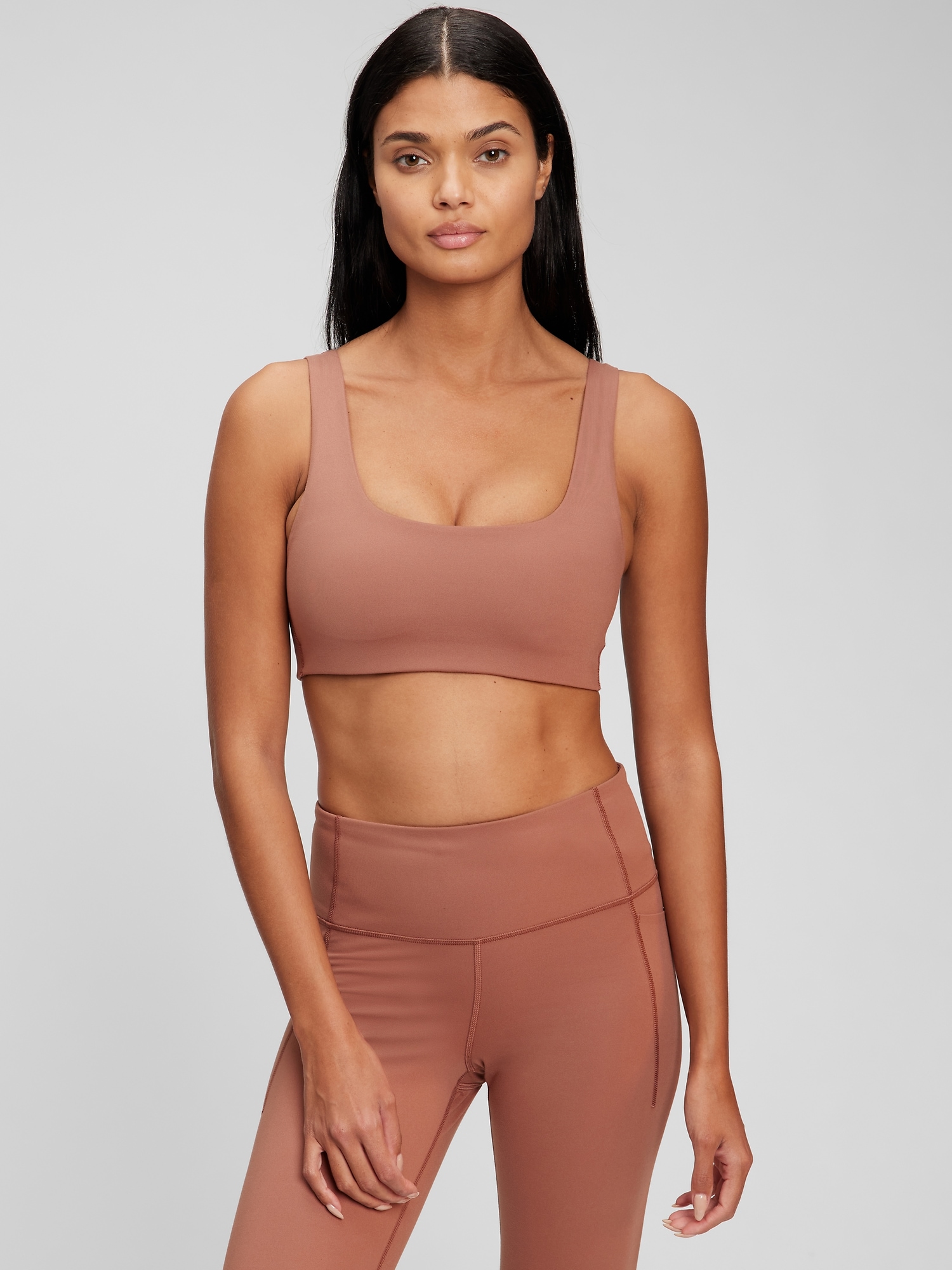 Ruffle Sleeves Scoop Neck Low-Impact Sports Bra in Peach - Retro, Indie and  Unique Fashion