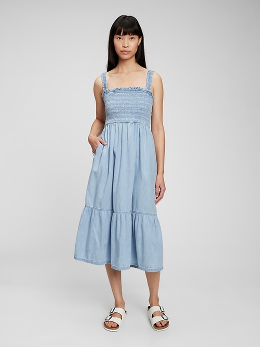 100% Organic Cotton Smocked Midi Tank Dress with Washwell | Gap