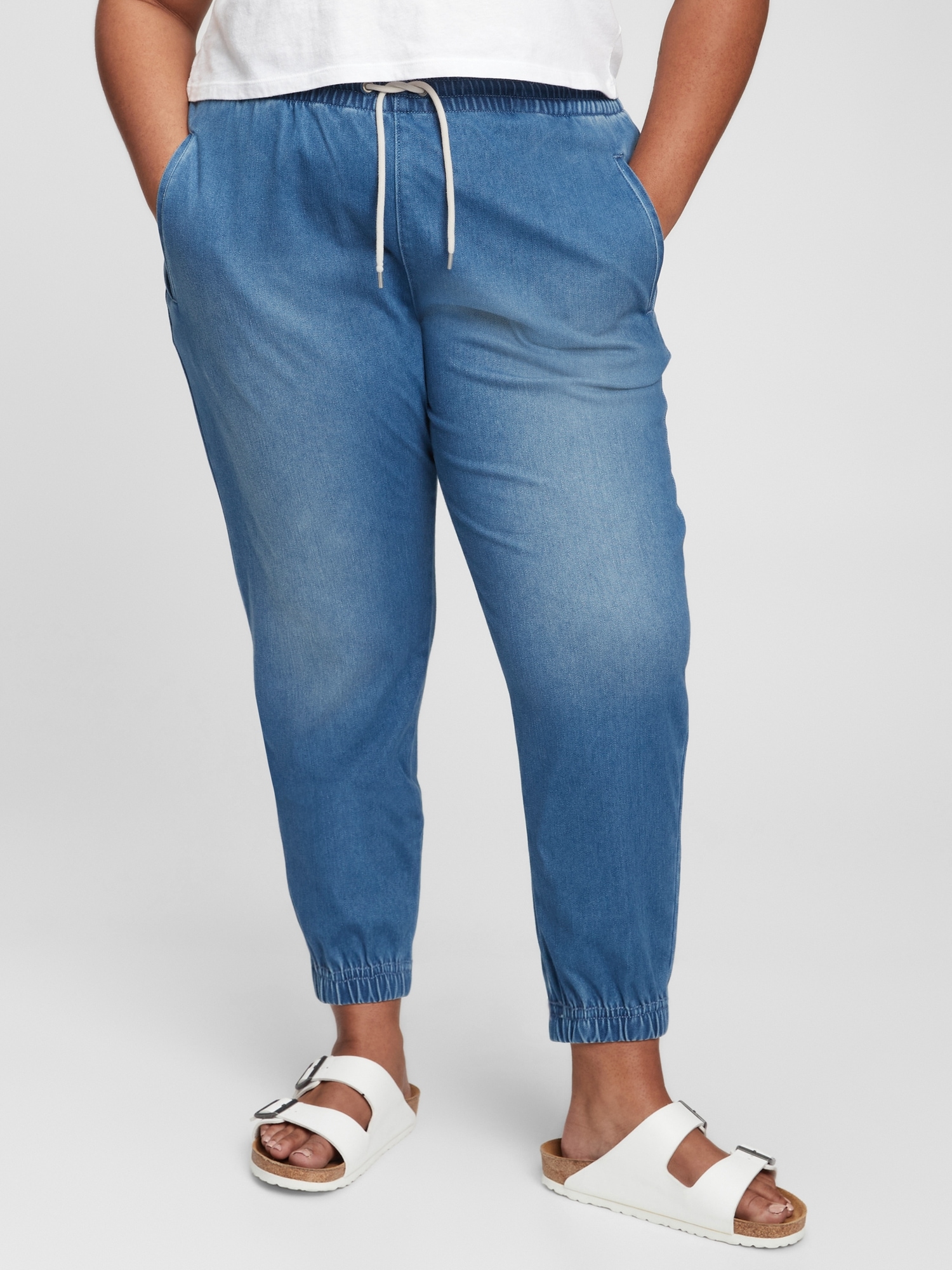 denim high rise joggers