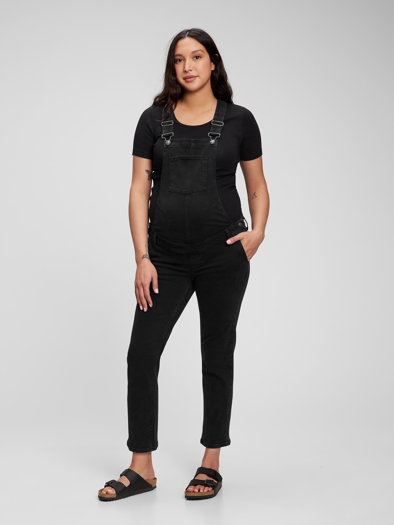 Gap Maternity Denim Overalls With Washwell In Black Wash