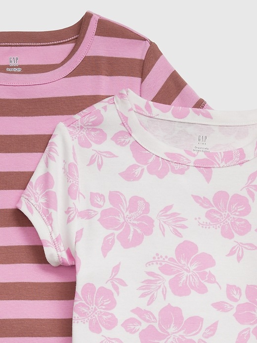 Image number 2 showing, Kids 100% Organic Cotton Floral Stripe PJ Shorts Set (2-Pack)