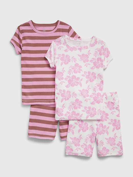 Image number 1 showing, Kids 100% Organic Cotton Floral Stripe PJ Shorts Set (2-Pack)