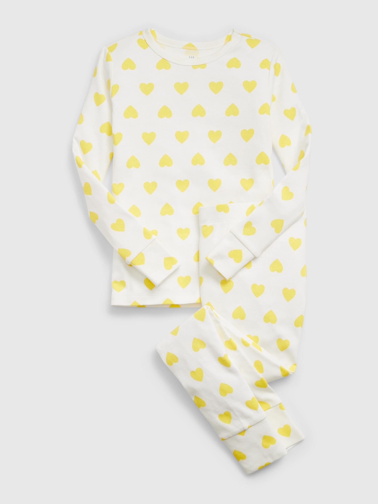 Gap Kids 100% Organic Cotton Heart Print PJ Set white. 1