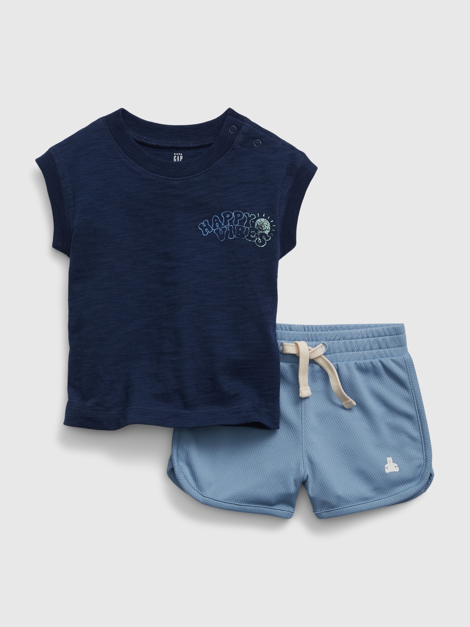 Gap Baby Tank & Mesh Shorts Outfit Set blue. 1