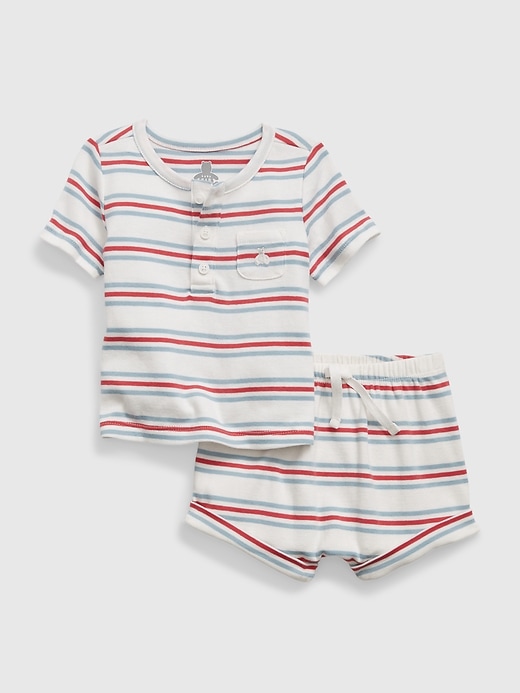View large product image 1 of 1. Baby 100% Organic Cotton Henley Two-Piece Outfit Set
