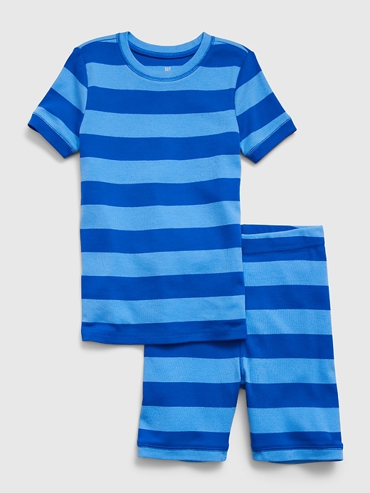 Image number 1 showing, Kids 100% Organic Cotton Rugby Stripe PJ Shorts Set