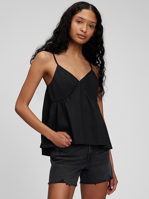 Image number 3 showing, Deep V-Neck Pleated Cami