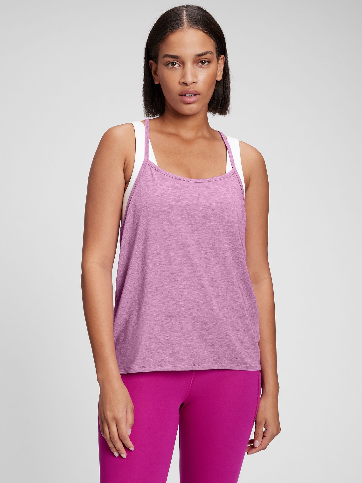 Gap Fit Breathe Strappy Cami In Rose Pink Verbana