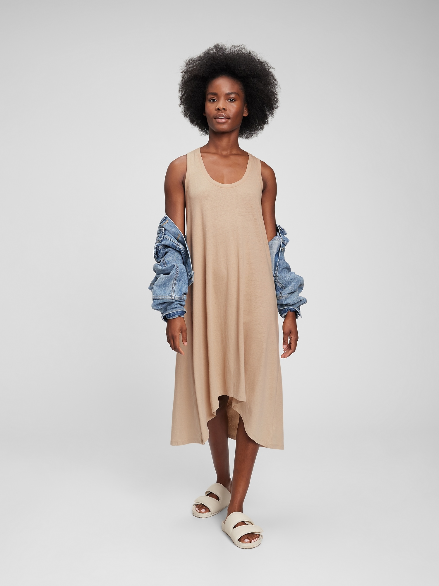 Linen Cotton Hi-Low Tank Dress | Gap