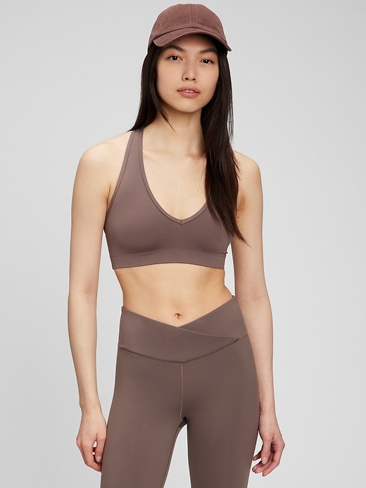 View large product image 1 of 1. GapFit V-Neck Racerback Sports Bra in Eclipse