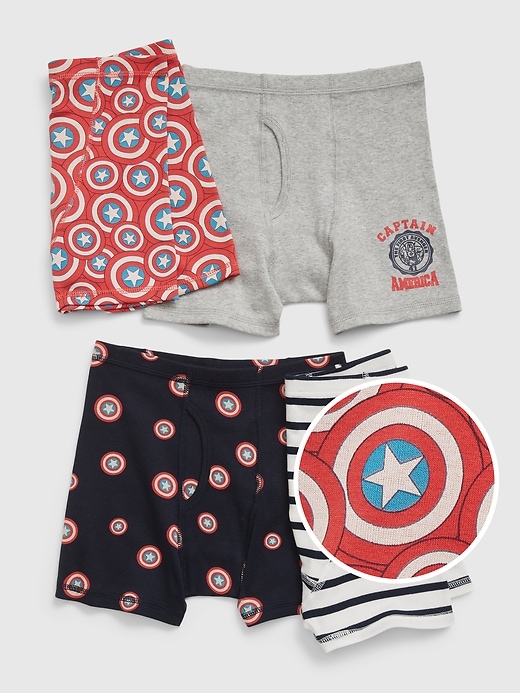 Image number 1 showing, GapKids &#124 Marvel Organic Cotton Captain America Boxer Briefs