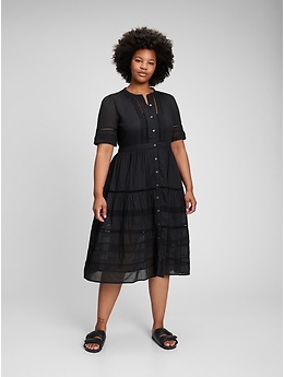 gap factory button front midi dress