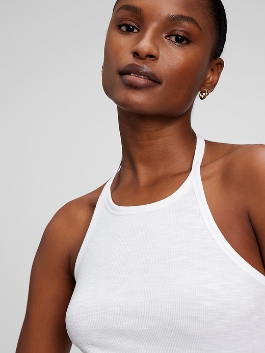 Image number 3 showing, Tie-Back Cropped Halter Tank Top