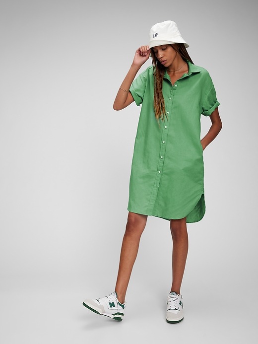 Buy Gap Mojave Tan Linen-Cotton Midi Shirt Dress from Next Luxembourg