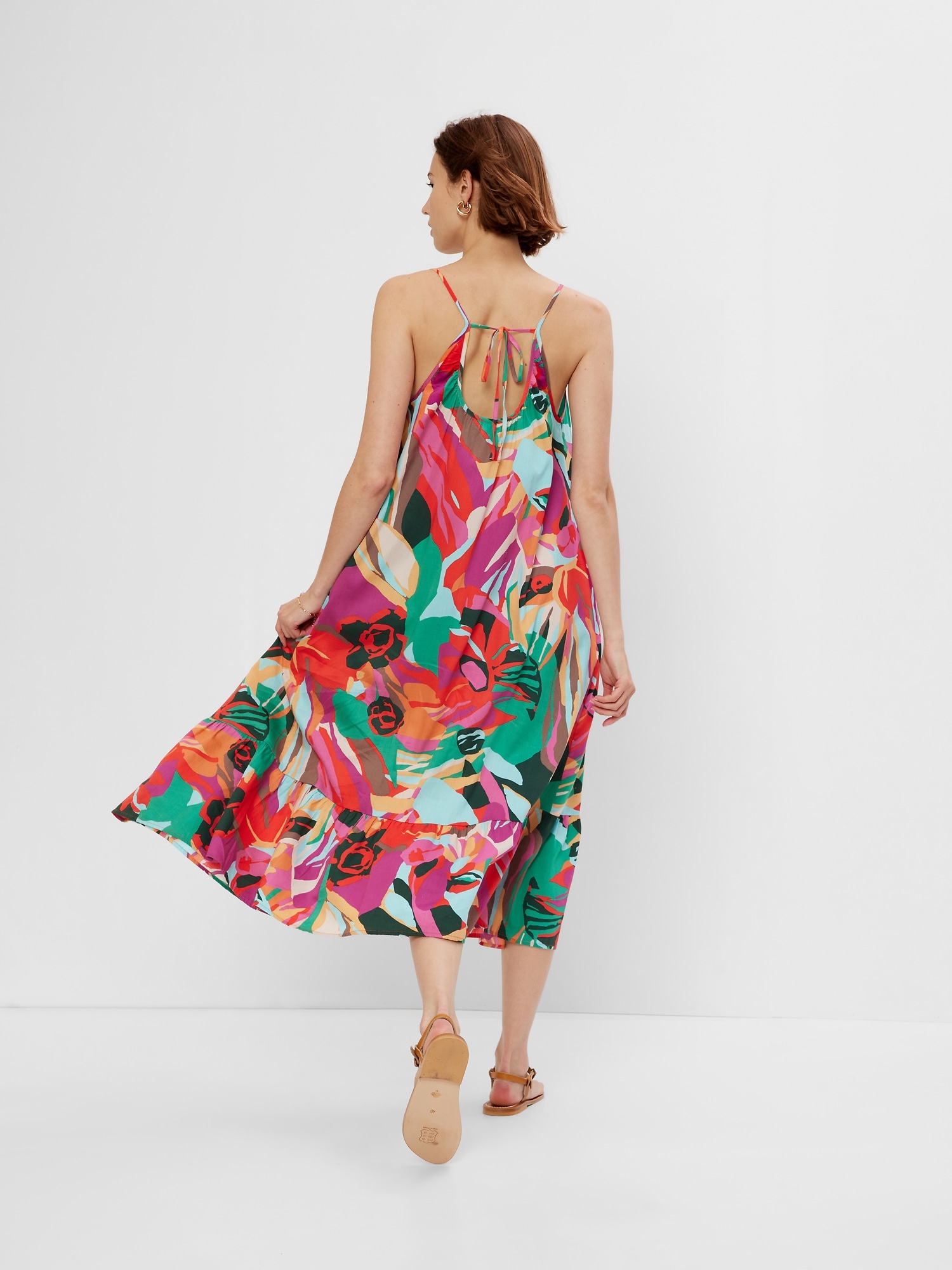 Strappy Ruffle Hem Maxi Dress | Gap