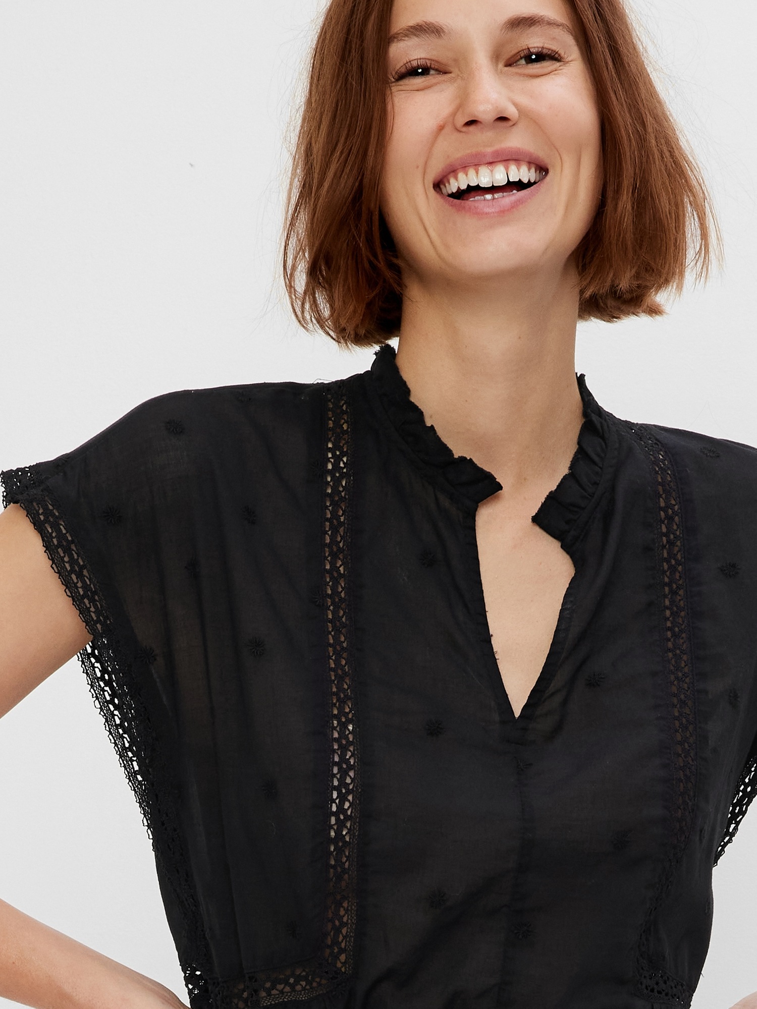 Lace Embroidered Peplum Popover Top | Gap