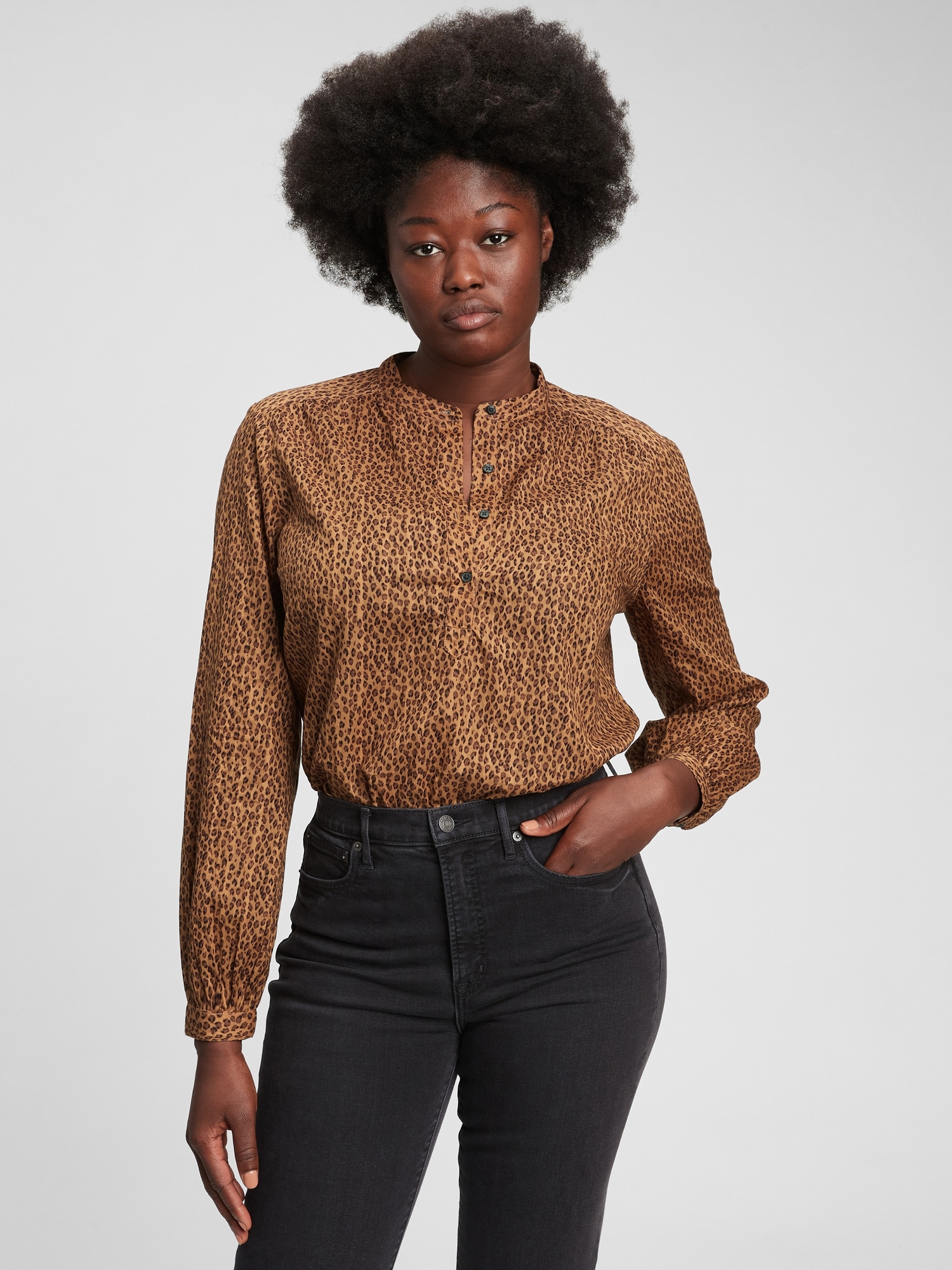 Shirred Popover Shirt