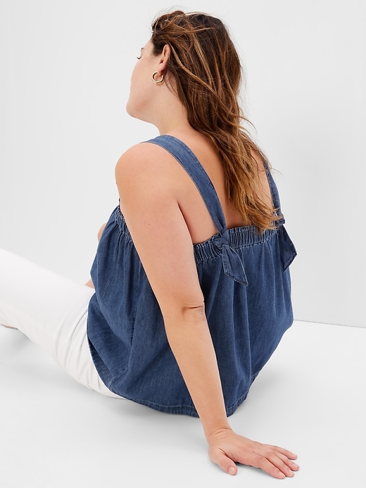 Image number 5 showing, Denim Tie-Back Babydoll Tank Top with Washwell