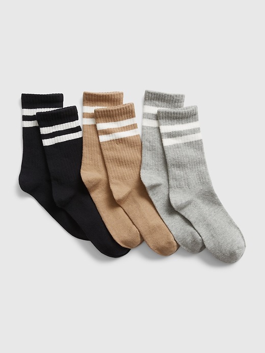View large product image 1 of 1. Kids Organic Cotton Stripe Crew Socks (3-Pack)