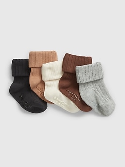 Baby Organic Cotton Rib Crew Socks (5-Pack)