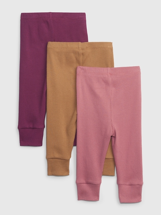 Image number 2 showing, Baby Organic Cotton Rib Pants (3-Pack)