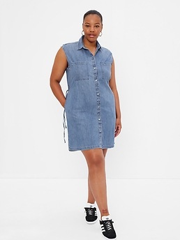 Denim Utility Sleeveless Shirtdress Gap