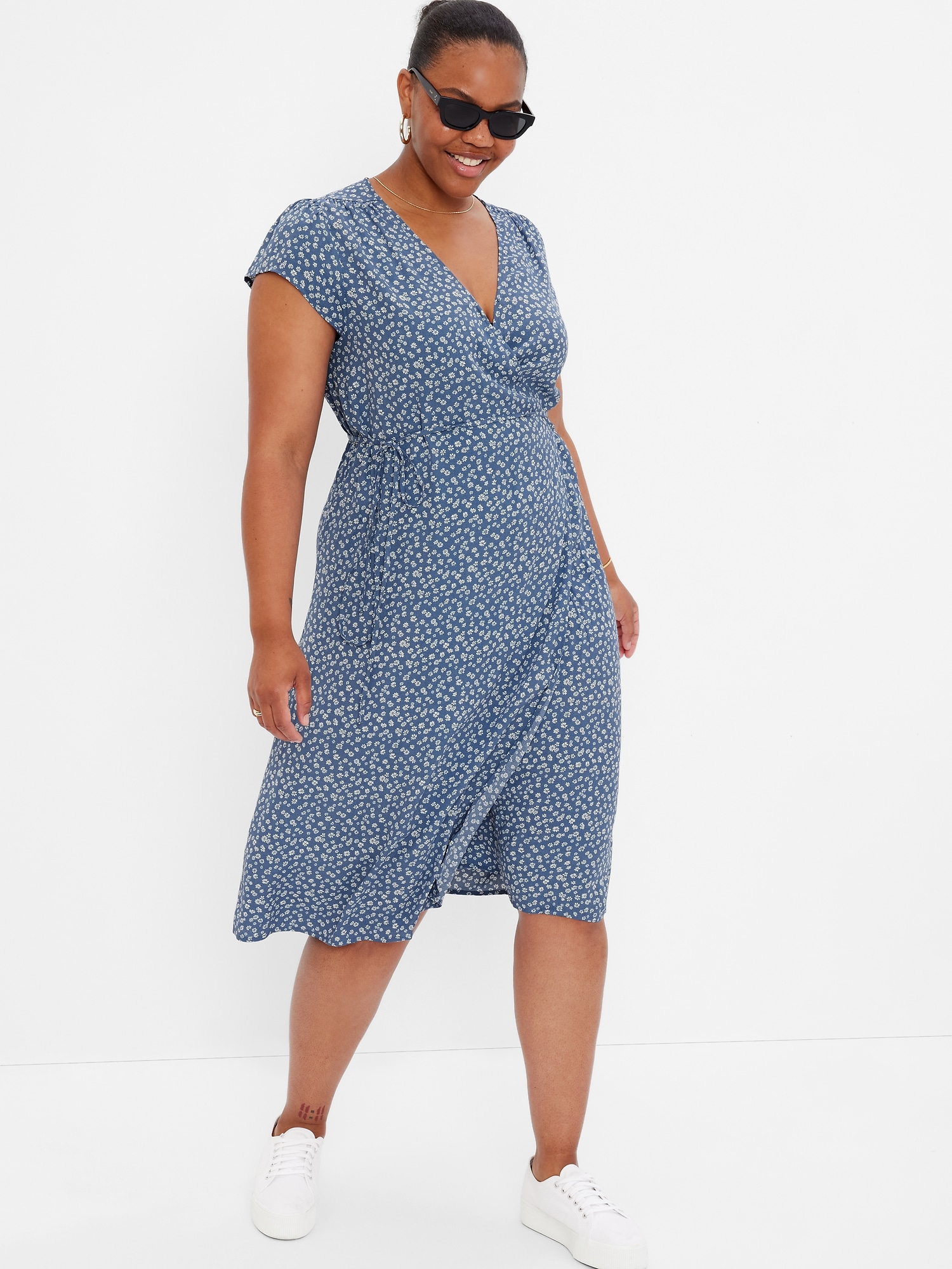 LENZING™ ECOVERO™ Midi Wrap Dress | Gap