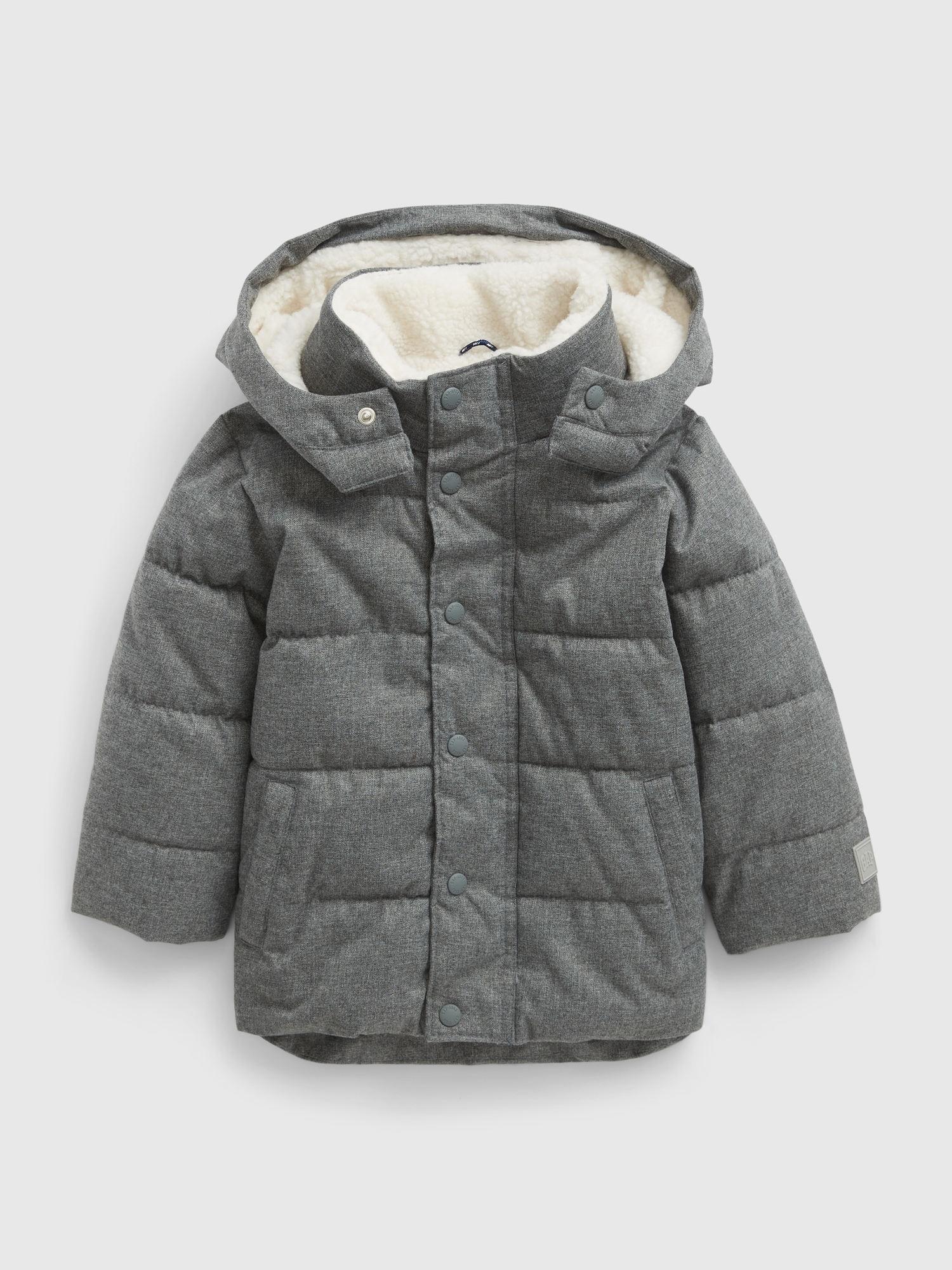 Gap Babies' Toddler Sherpa-lined Puffer Jacket In Grey | ModeSens