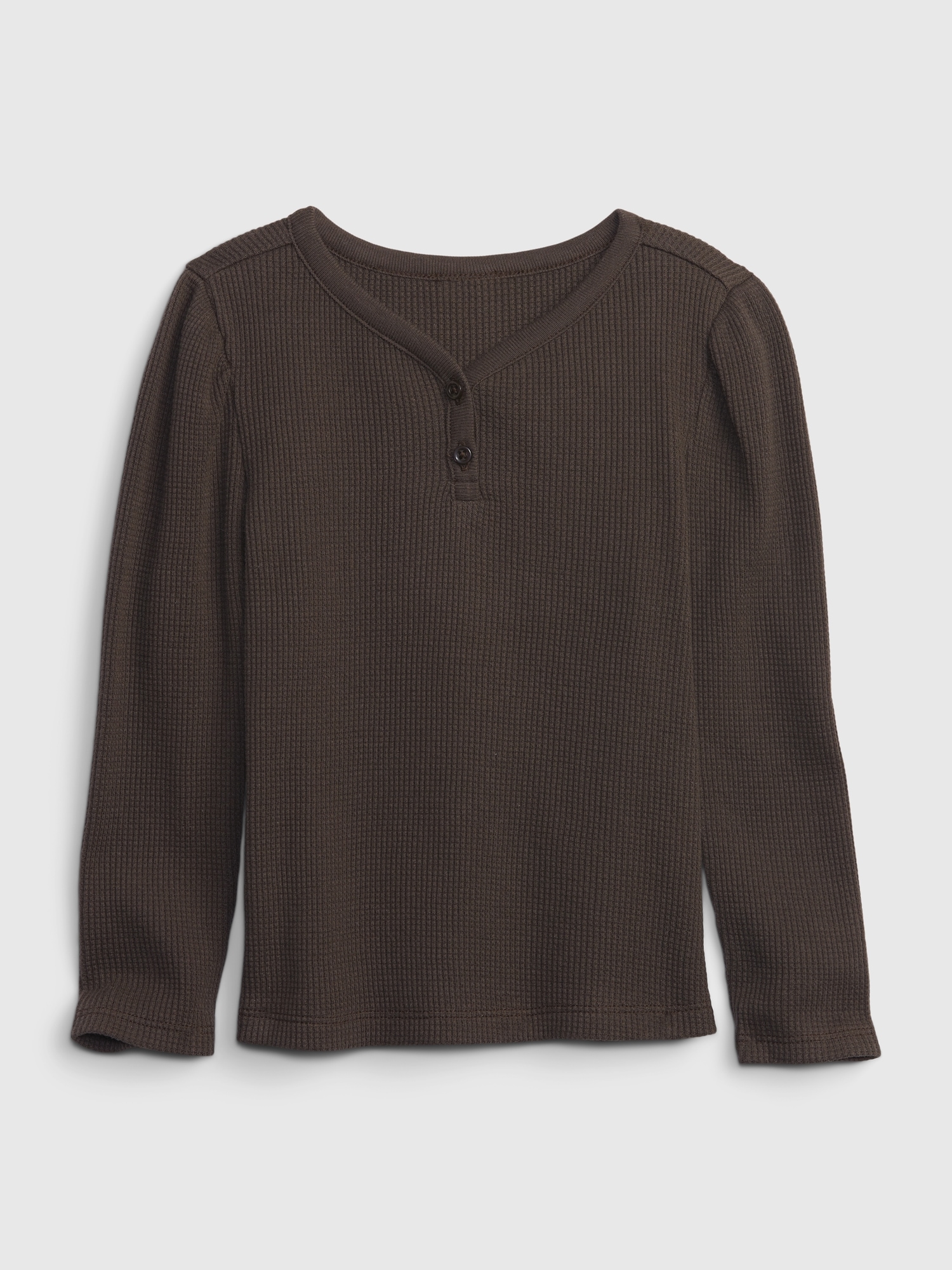 Gap Toddler Waffle Henley T-Shirt brown. 1