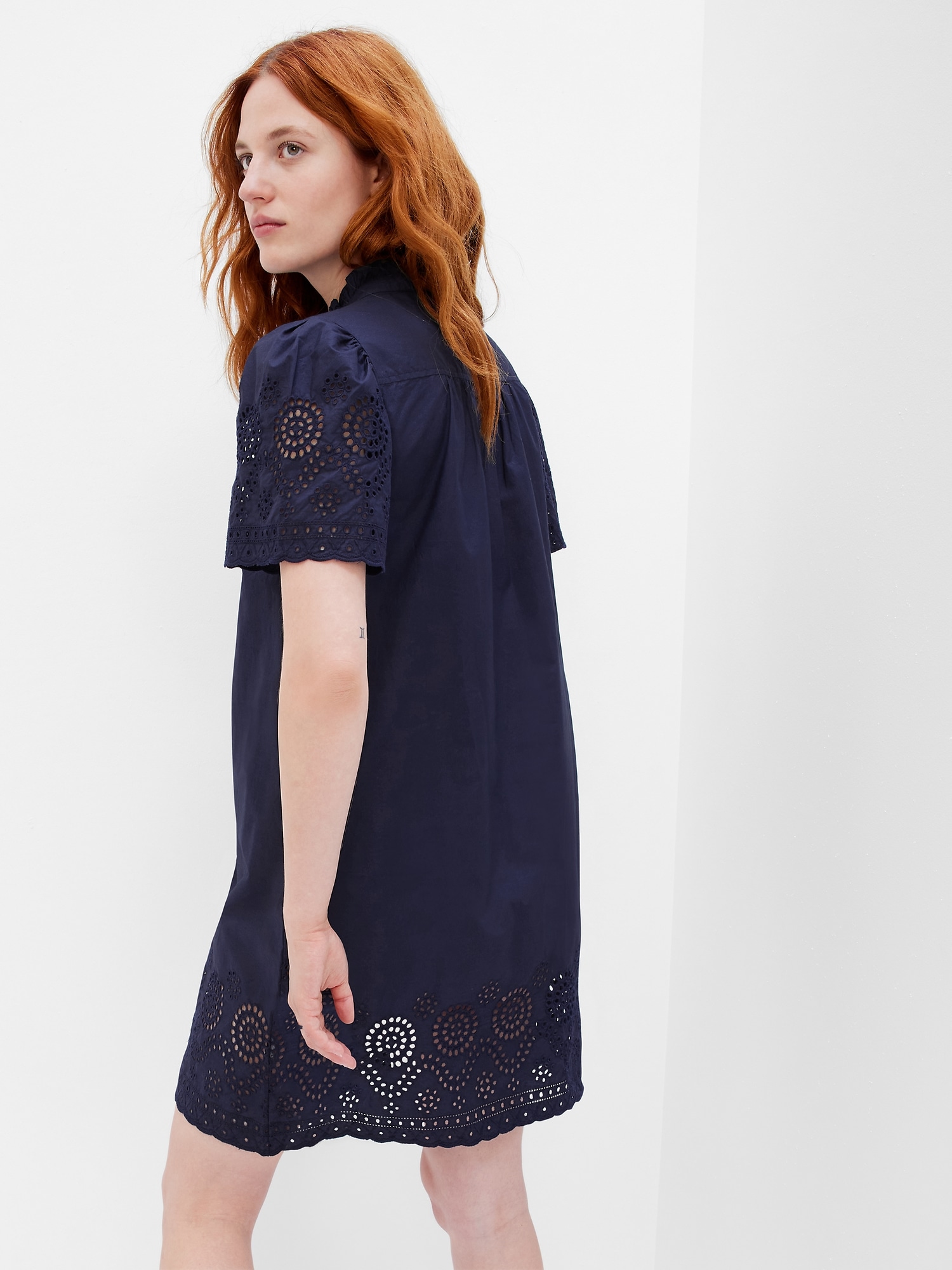 Eyelet Popover Mini Dress | Gap