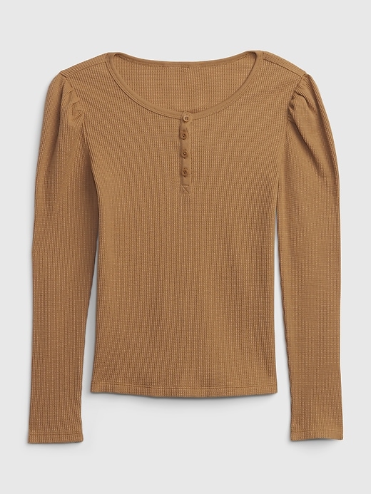 Image number 1 showing, Kids Waffle Puff-Sleeve Henley T-Shirt