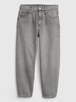 High Rise Barrel Jeans with Washwell