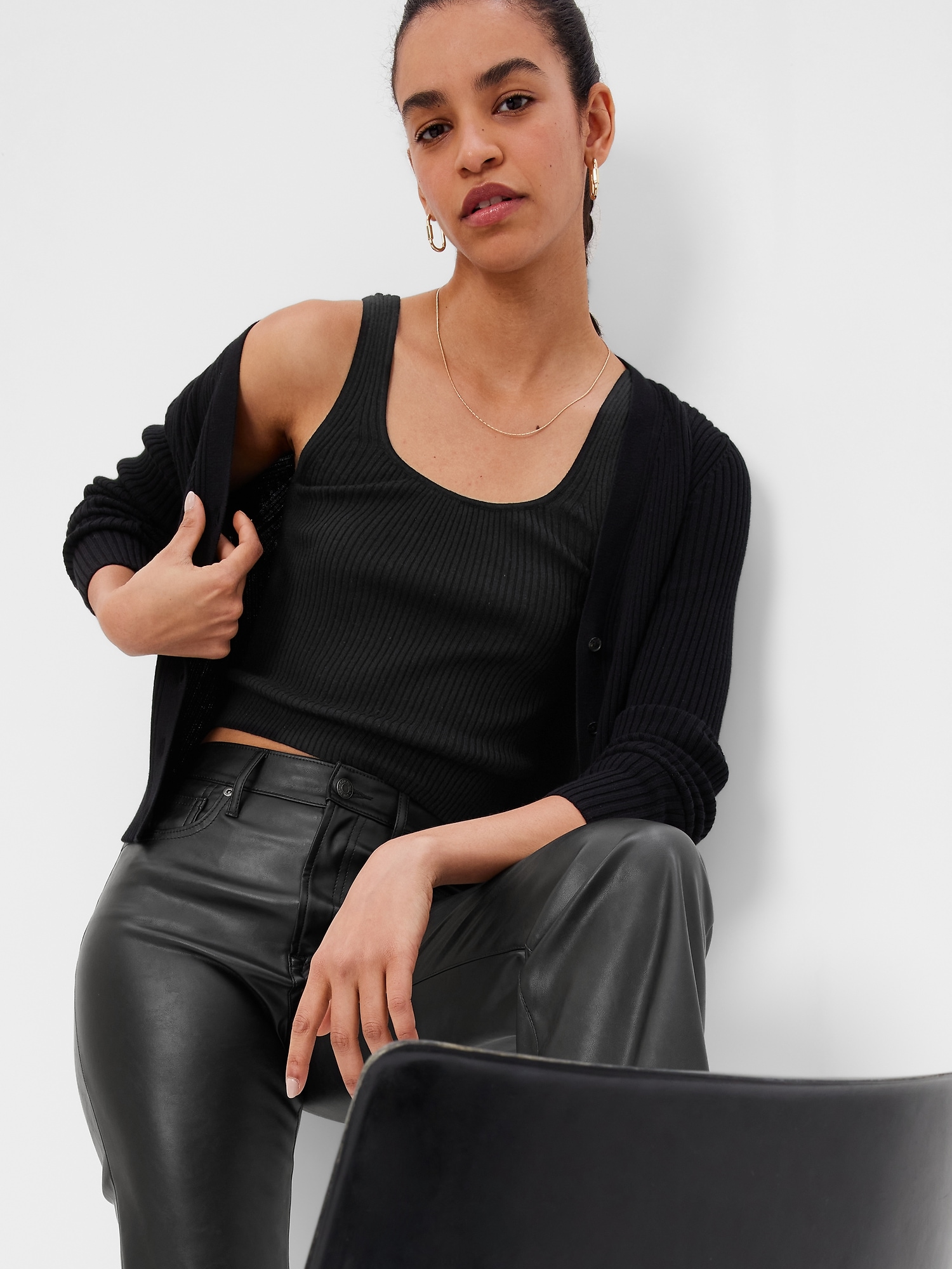 ASOS DESIGN legging in rib with tie waist