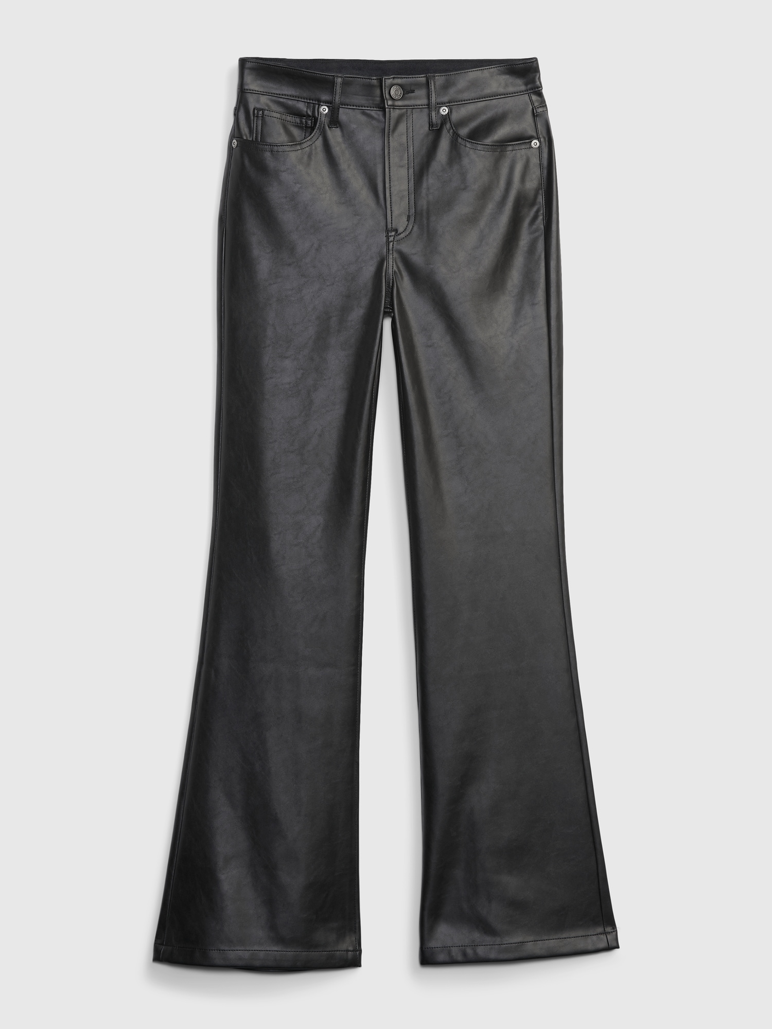 High Rise Vegan Leather '70s Flare Pants | Gap
