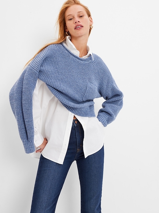 Image number 1 showing, Shaker-Stitch Pocket Sweater