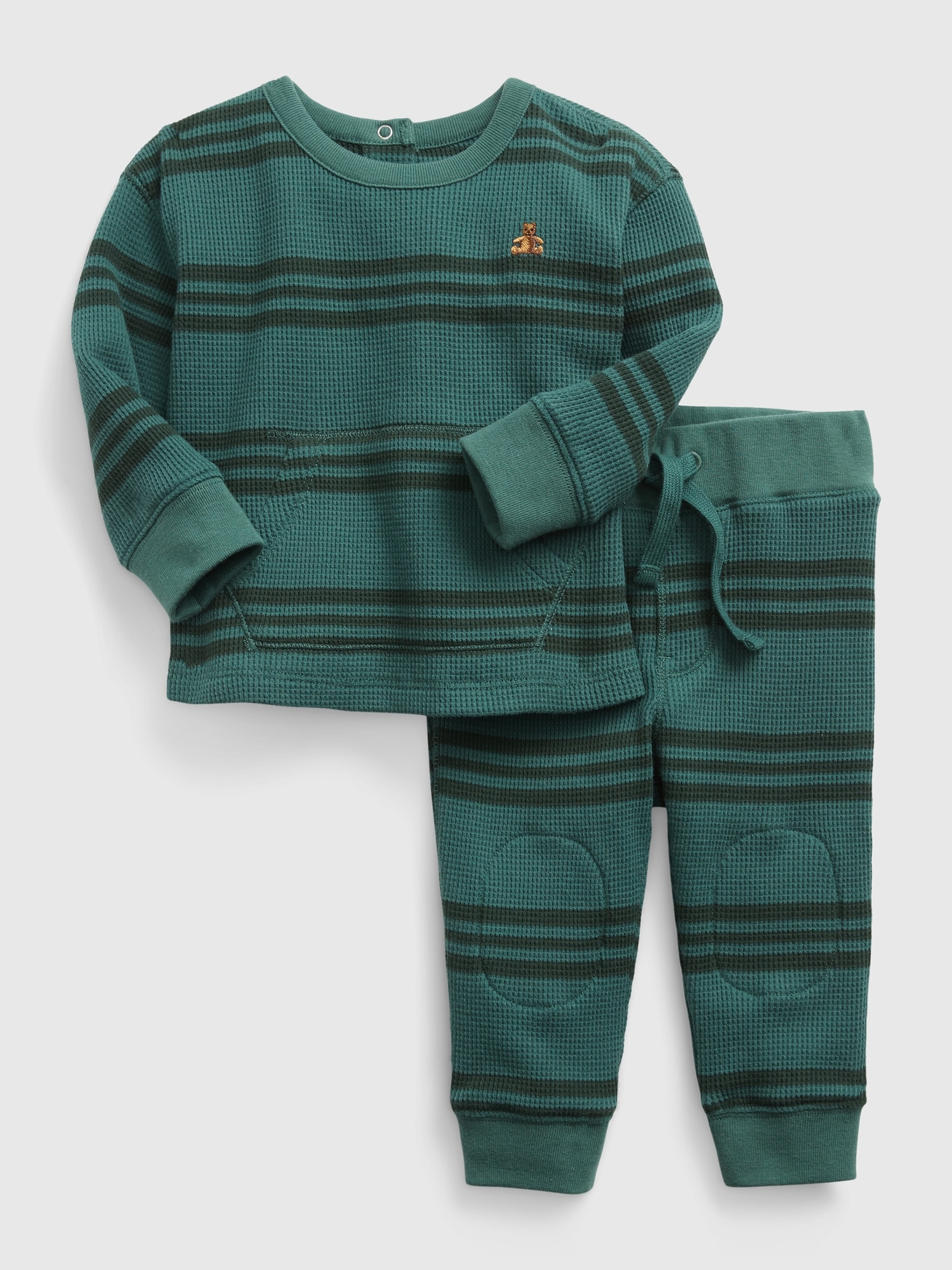 Gap Baby Waffle Two-Piece Outfit Set green. 1