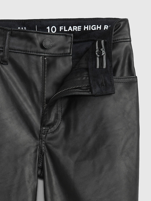 Image number 3 showing, Kids High Rise Vegan Leather Flare Pants