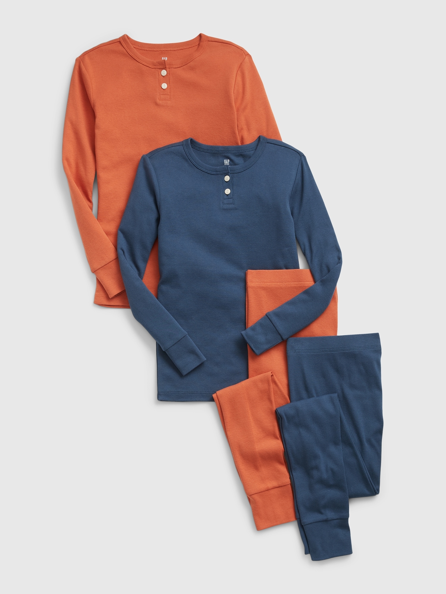 Gap Kids 100% Organic Cotton Henley PJ Set (2-Pack) orange. 1