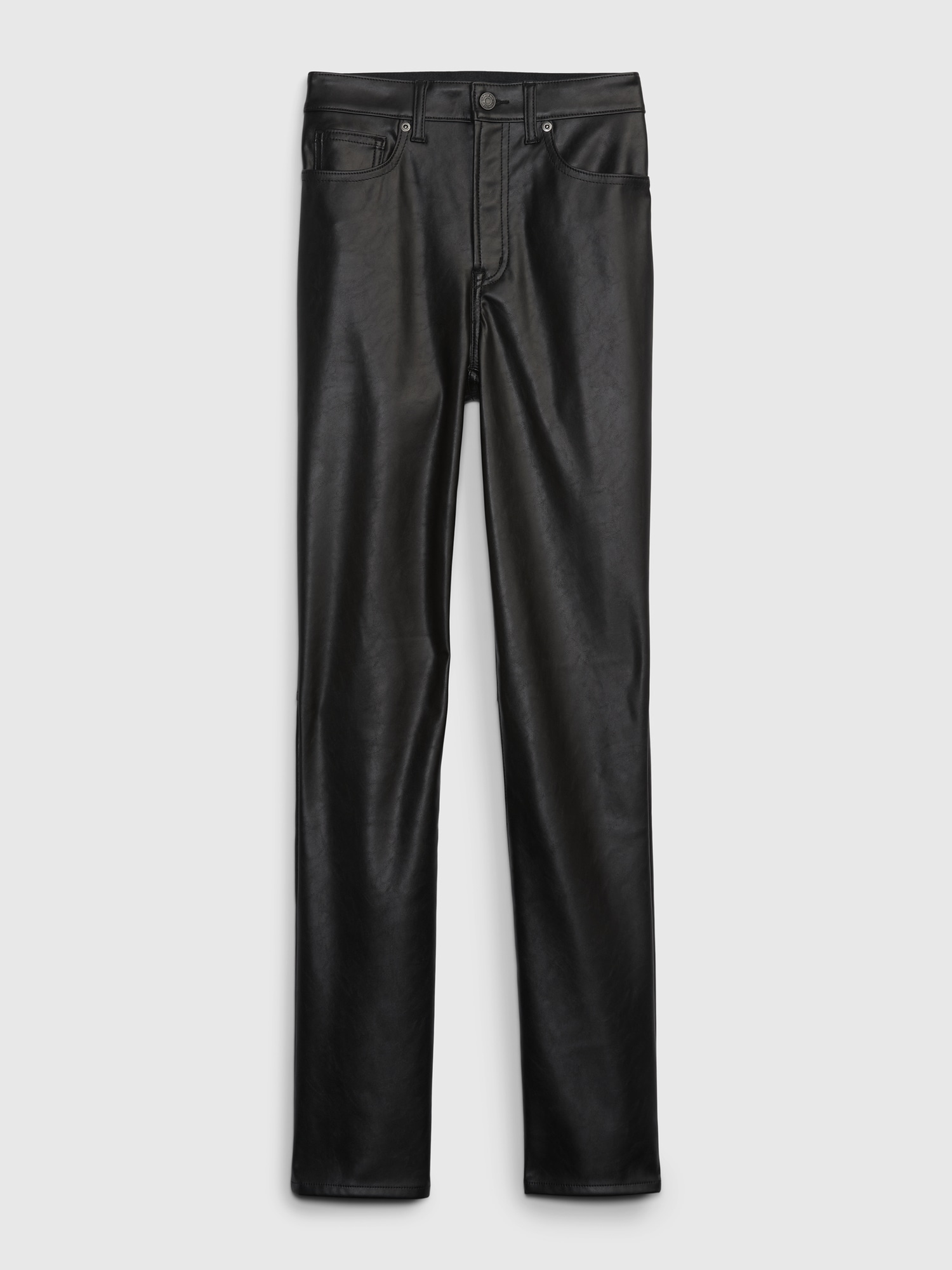 ONLY Skinny Leather Look Coated Trousers in Black