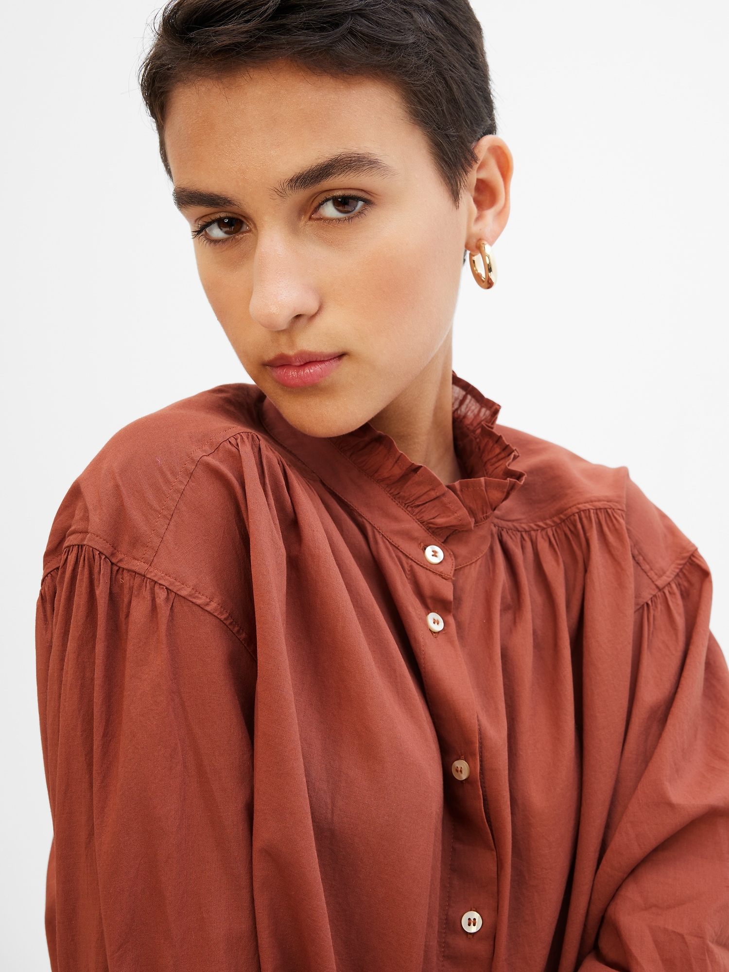 Ruffle Neck Shirt