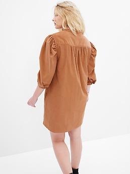 Puff Sleeve Corduroy Mini Dress Gap