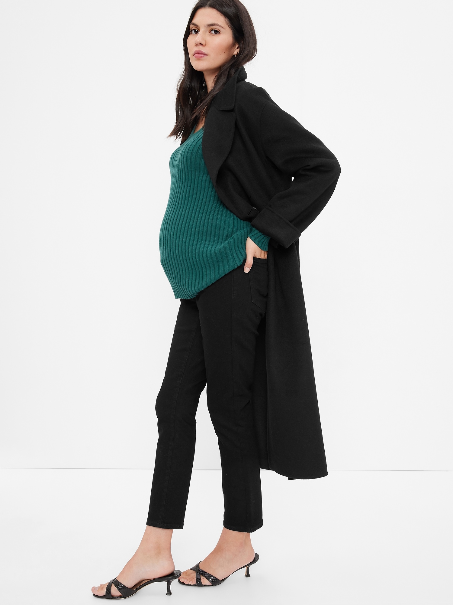 GAP Womens Maternity Inset Panel Skinny Jeans Black WASH 25REG at